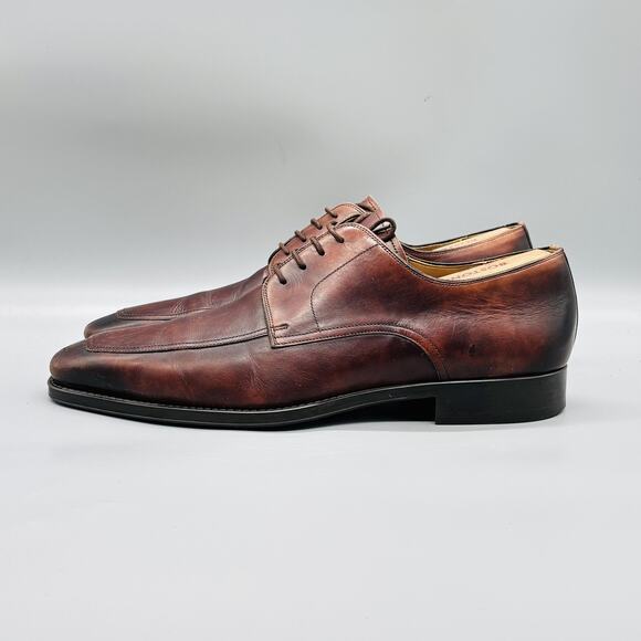 Magnanni Shoes Men 11 Brown Leather Derby Oxford Apron Toe Slip On Dress Classic main image 9